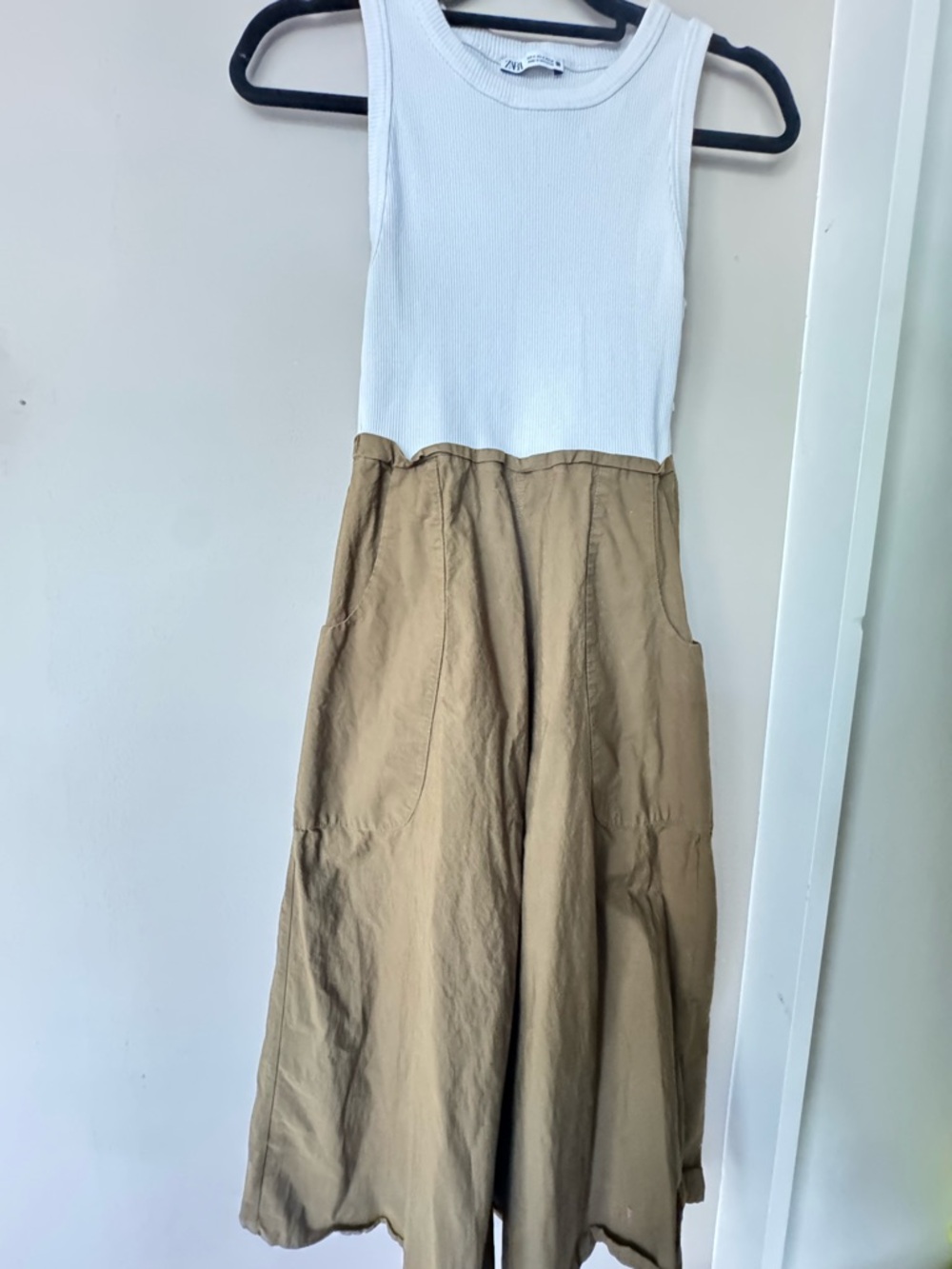 Zara 100% Cotton Two-Tone Midi Dress